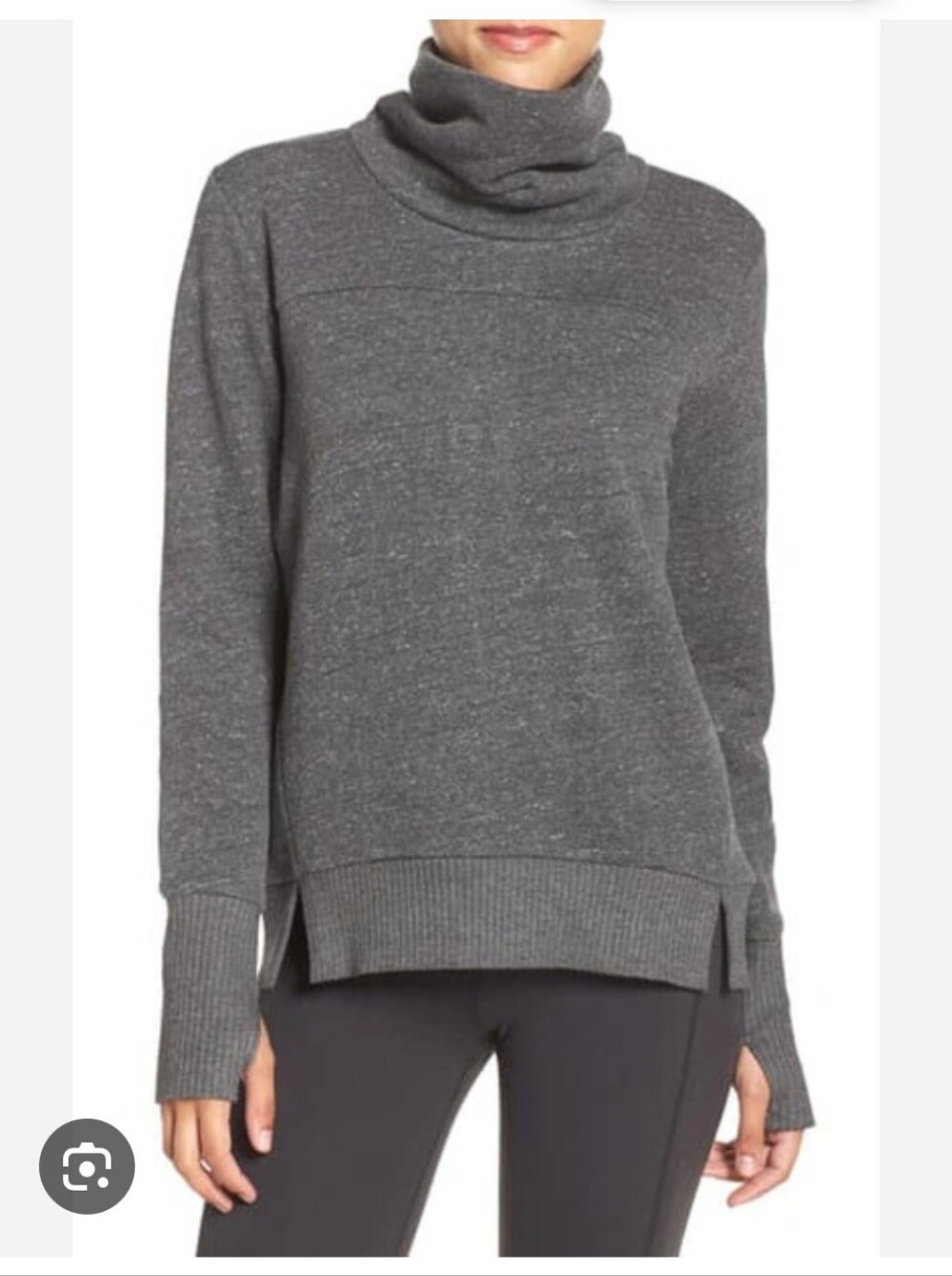 ALO Haze Yoga Charcoal Gray Mock Funnel Neck Sweater Size S